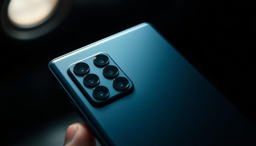 A professional high-end smartphone with a sleek, metallic design and a large, edge-to-edge display. The camera module on the back features multiple lenses and sensors, hinting at its advanced photographic capabilities. The image is captured in a dimly lit environment, with dramatic shadows and highlights illuminating the device. The focus is sharp, and the depth of field is shallow, drawing the viewer's attention to the intricate details of the camera system. The overall mood is one of sophistication and technical prowess, reflecting the "Pro-Modus" capabilities of the Samsung Galaxy S24 Ultra. A professional high-end smartphone with a sleek, metallic design and a large, edge-to-edge display. The camera module on the back features multiple lenses and sensors, hinting at its advanced photographic capabilities. The image is captured in a dimly lit environment, with dramatic shadows and highlights illuminating the device. The focus is sharp, and the depth of field is shallow, drawing the viewer's attention to the intricate details of the camera system. The overall mood is one of sophistication and technical prowess, reflecting the "Pro-Modus" capabilities of the Samsung Galaxy S24 Ultra.