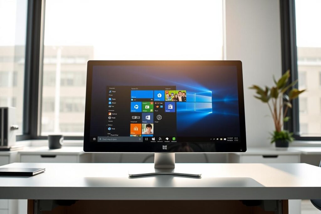 A sleek, modern Windows 11 computer in a well-lit, minimalist office setting. The machine is positioned prominently on a clean, uncluttered desk, casting a soft, natural glow. The display showcases the Windows 11 interface, with its elegant icons and clean, intuitive layout. The environment is calm, professional, and reflects the technical nature of the subject matter. The lighting is balanced, with a combination of directional and ambient sources, creating depth and highlighting the device's form and details. The angle is slightly elevated, giving the viewer a sense of authority and focus on the computer's capabilities and security features. A sleek, modern Windows 11 computer in a well-lit, minimalist office setting. The machine is positioned prominently on a clean, uncluttered desk, casting a soft, natural glow. The display showcases the Windows 11 interface, with its elegant icons and clean, intuitive layout. The environment is calm, professional, and reflects the technical nature of the subject matter. The lighting is balanced, with a combination of directional and ambient sources, creating depth and highlighting the device's form and details. The angle is slightly elevated, giving the viewer a sense of authority and focus on the computer's capabilities and security features.