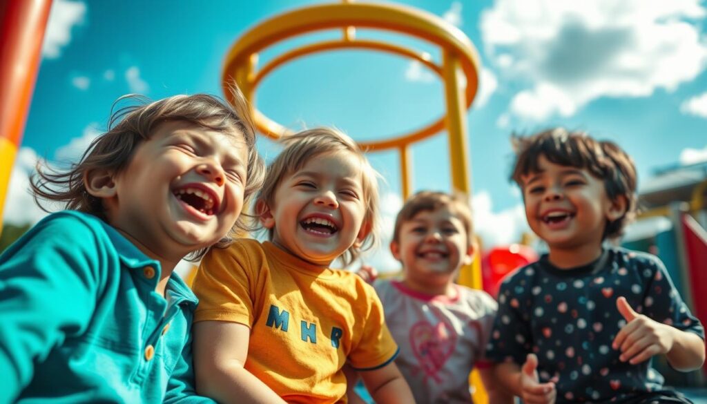 Kinder lachen über Witze Kinder lachen über Witze
