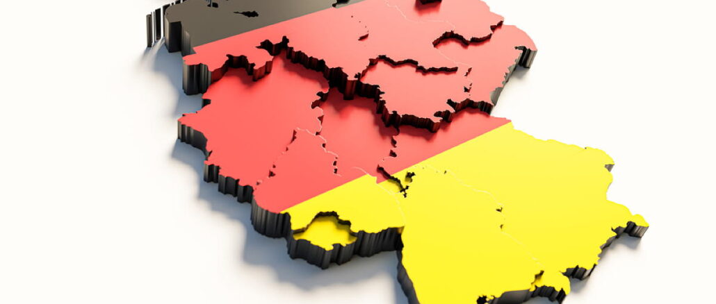 Map of Germany in German flag colors.