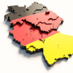 Map of Germany in German flag colors.